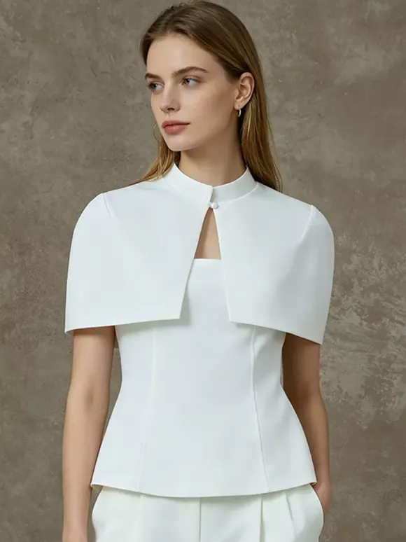 Blouse pour femme marron café à boutons sans bretelles élégante sans manches
