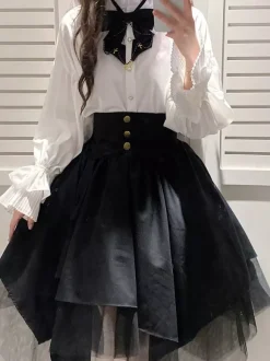 Blouses académiques Lolita à volants et manches longues Top Lolita chemise blanche