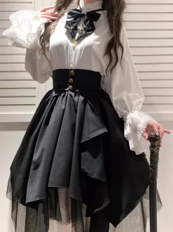 Blouses académiques Lolita à volants et manches longues Top Lolita chemise blanche
