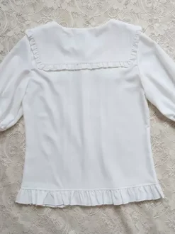 Blouses académiques Lolita Haut Lolita blanc écru Demi-manches Chemise Lolita à volants plissés