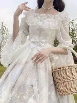 Blouses Sweet Lolita Blanc Manches Longues Haut Lolita Volants Chemise Lolita