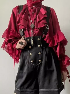 Blouses Gothiques Lolita Haut Lolita Manches Longues Blanches Chemise Lolita à Volants