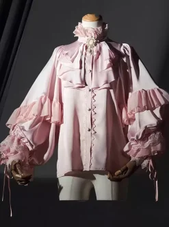 Blouses Gothiques Lolita Haut Lolita Manches Longues Blanches Chemise Lolita à Volants