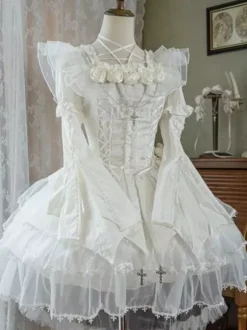 Blouses Gothiques Lolita Volants À Lacets Chemisier Manches Courtes Haut Lolita Chemise Lolita Noire