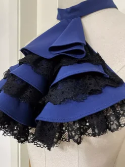 Blouses Lolita Steampunk Volants Dentelle Haut Lolita Manches Longues Blouse Chemise Lolita Bleue