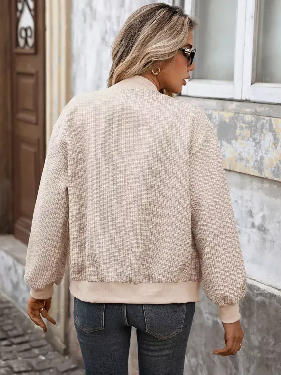Blouson aviateur en tweed vêtement d'extérieur décontracté pour femme 2026