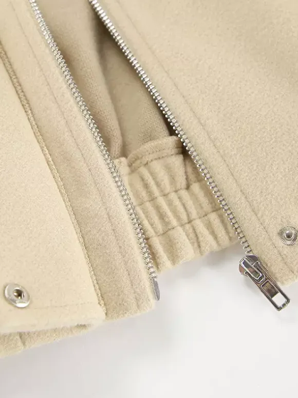 Blouson aviateur femme à épaules tombantes - Harrington minimaliste zippé avec patte de col - Tenues décontractées printemps 2026