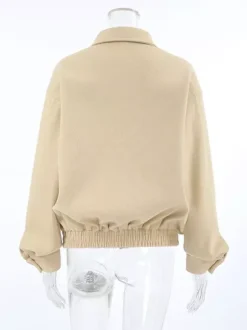 Blouson aviateur femme à épaules tombantes - Harrington minimaliste zippé avec patte de col - Tenues décontractées printemps 2026