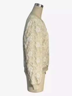 Blouson bomber femme en jacquard floral - Élégante veste zippée à motif floral 3D en relief et coupe ajustée - Streetwear chic printemps 2026
