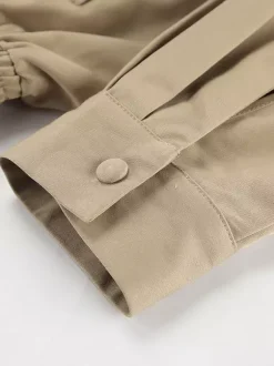 Blouson bomber léger kaki pour femme - Vêtement d'extérieur minimaliste à col zippé - Style streetwear décontracté chic et discret pour le printemps 2026
