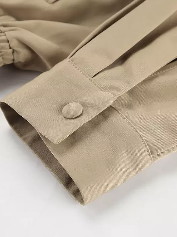 Blouson bomber léger kaki pour femme - Vêtement d'extérieur minimaliste à col zippé - Style streetwear décontracté chic et discret pour le printemps 2026