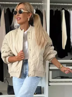 Blouson bomber matelassé noir oversize manteau streetwear rembourré pour femme 2026