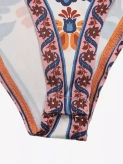 Body sans manches bordeaux à lacets dos nu asymétrique imprimé bohème haut pour femme