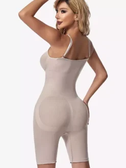 Body gainant mi-cuisses à fines bretelles spaghetti sans coutures