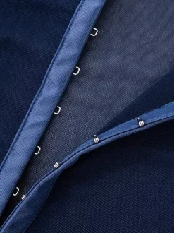 Body sans manches bleu à boutons et col montant pour femme
