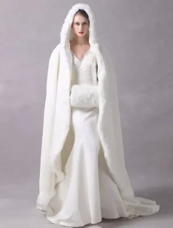 Boléro de fiançailles Rex Rabbit Fur ivoire avec lacets