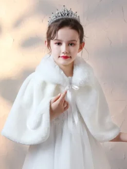 Boléro de fille de fleur cape fille ivoire