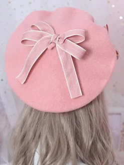 Bonnet Lolita en Laine Floral Doux Béret Lolita Marguerite Déguisements Halloween