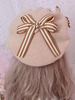 Bonnet Lolita en Laine Floral Doux Béret Lolita Marguerite Déguisements Halloween