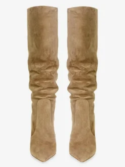 Bottes à Talons Hauts Femme en Cuir Synthétique avec Bout Rond Unicolore