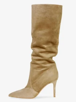 Bottes à Talons Hauts Femme en Cuir Synthétique avec Bout Rond Unicolore