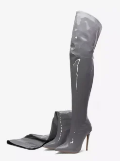 Bottes à talons hauts pour femmes bout pointu fermeture éclair cuissardes