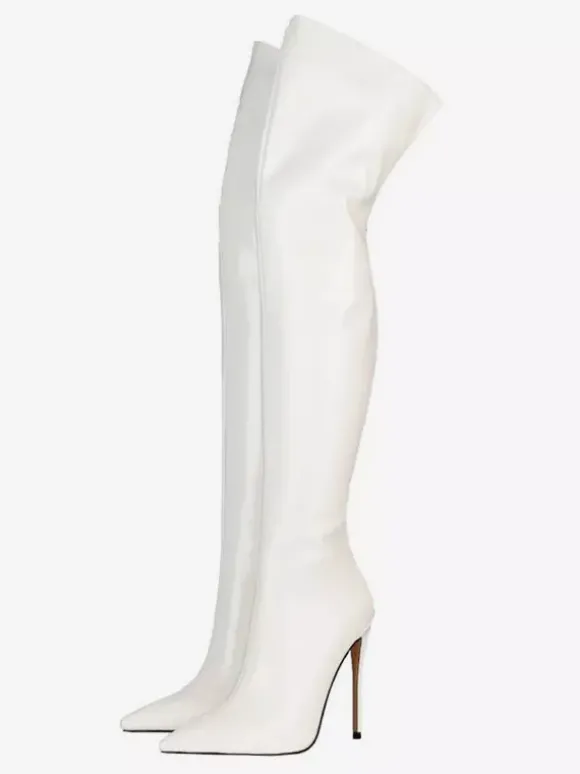 Bottes à talons hauts pour femmes bout pointu fermeture éclair cuissardes