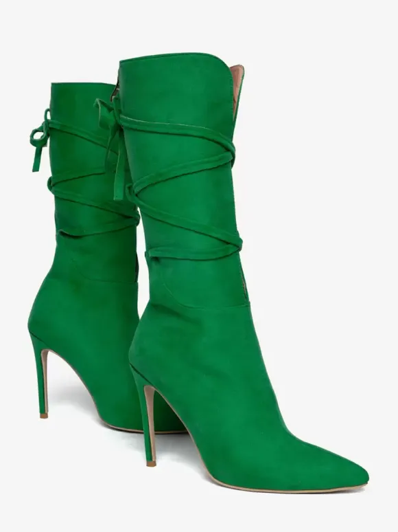Bottes à talons hauts pour femmes bottines à lacets à bout pointu