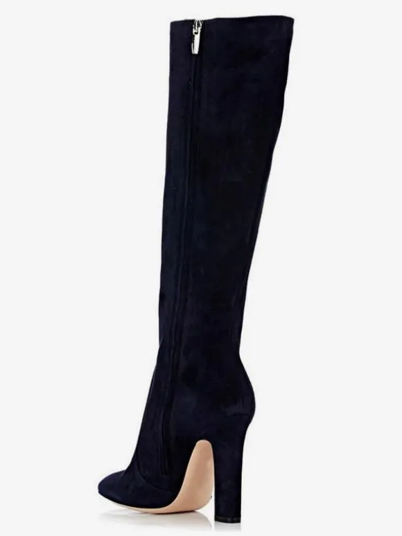 Bottes chaussures en daim noires Bottes à talons épais