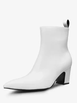 Bottes Chelsea à talon bloc pour hommes en cuir PU noir à bout pointu style rock