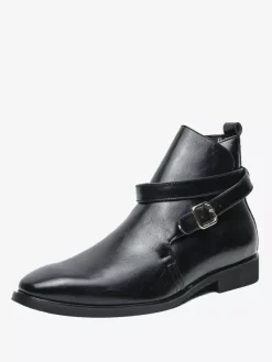 Bottes Chelsea pour hommes en cuir PU noir