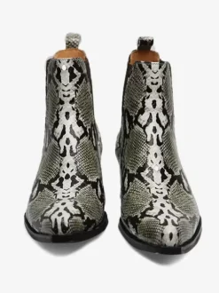 Bottes Chelsea pour hommes bottes courtes en cuir de vache à imprimé serpent bout pointu fermeture éclair à la cheville