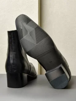 Bottes Chelsea pour hommes bottes habillées à bout carré et talons épais avec fermeture éclair sur le côté