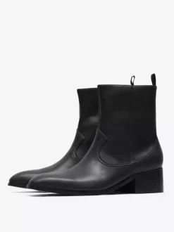 Bottes Chelsea pour hommes Bottines courtes à bout carré en cuir noir
