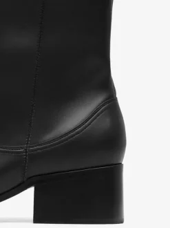 Bottes Chelsea pour hommes Bottines courtes à bout carré en cuir noir