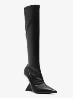 Bottes compensées pour femmes bottes à bout pointu et talon conçu bottes hautes au genou
