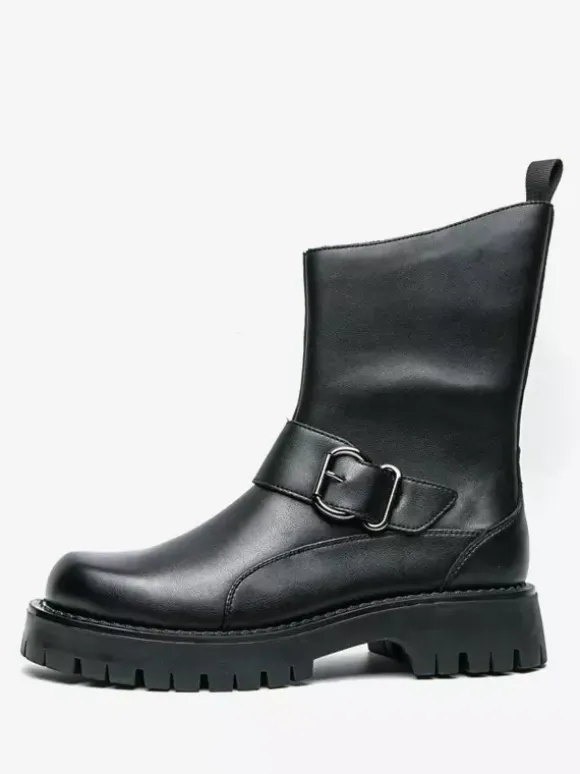 Bottes courtes pour hommes semelle épaisse boucle en acier chaussures en cuir avec semelle antidérapante chaussures décontractées et robustes