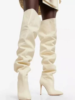 Bottes cuissardes grandes tailles à bout pointu et talons hauts