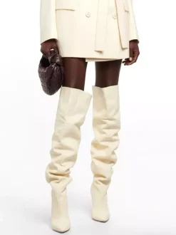 Bottes cuissardes grandes tailles à bout pointu et talons hauts