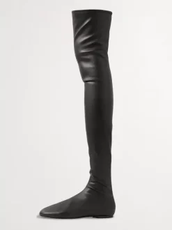 Bottes cuissardes marron à bout rond et plates