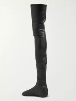Bottes cuissardes marron à bout rond et plates