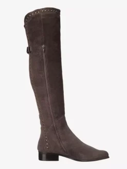 Bottes cuissardes plates cloutées à bout rond pour femmes