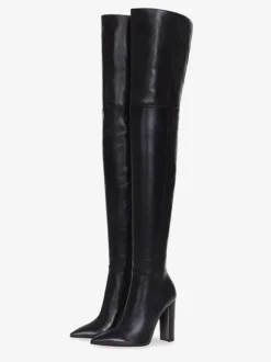 Bottes cuissardes pour femmes couleur unie bout pointu talon épais cuissardes