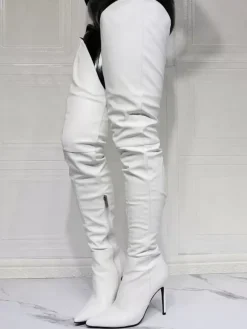 Bottes cuissardes sexy à talon aiguille pour femmes