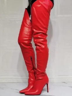 Bottes cuissardes sexy à talon aiguille pour femmes