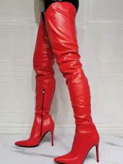 Bottes cuissardes sexy à talon aiguille pour femmes