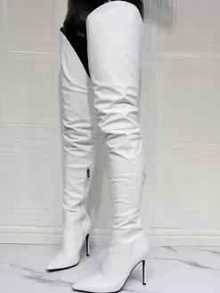 Bottes cuissardes sexy à talon aiguille pour femmes