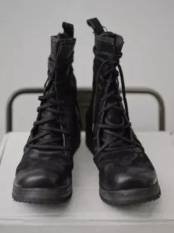 Bottes de combat noires pour hommes bottines à lacets à bout rond