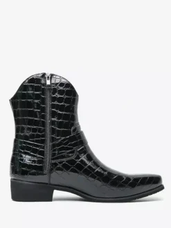 Bottes de cowboy à imprimé crocodile pour hommes bottes courtes à bout pointu et à talon bas