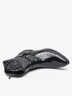 Bottes de cowboy à imprimé crocodile pour hommes bottes courtes à bout pointu et à talon bas
